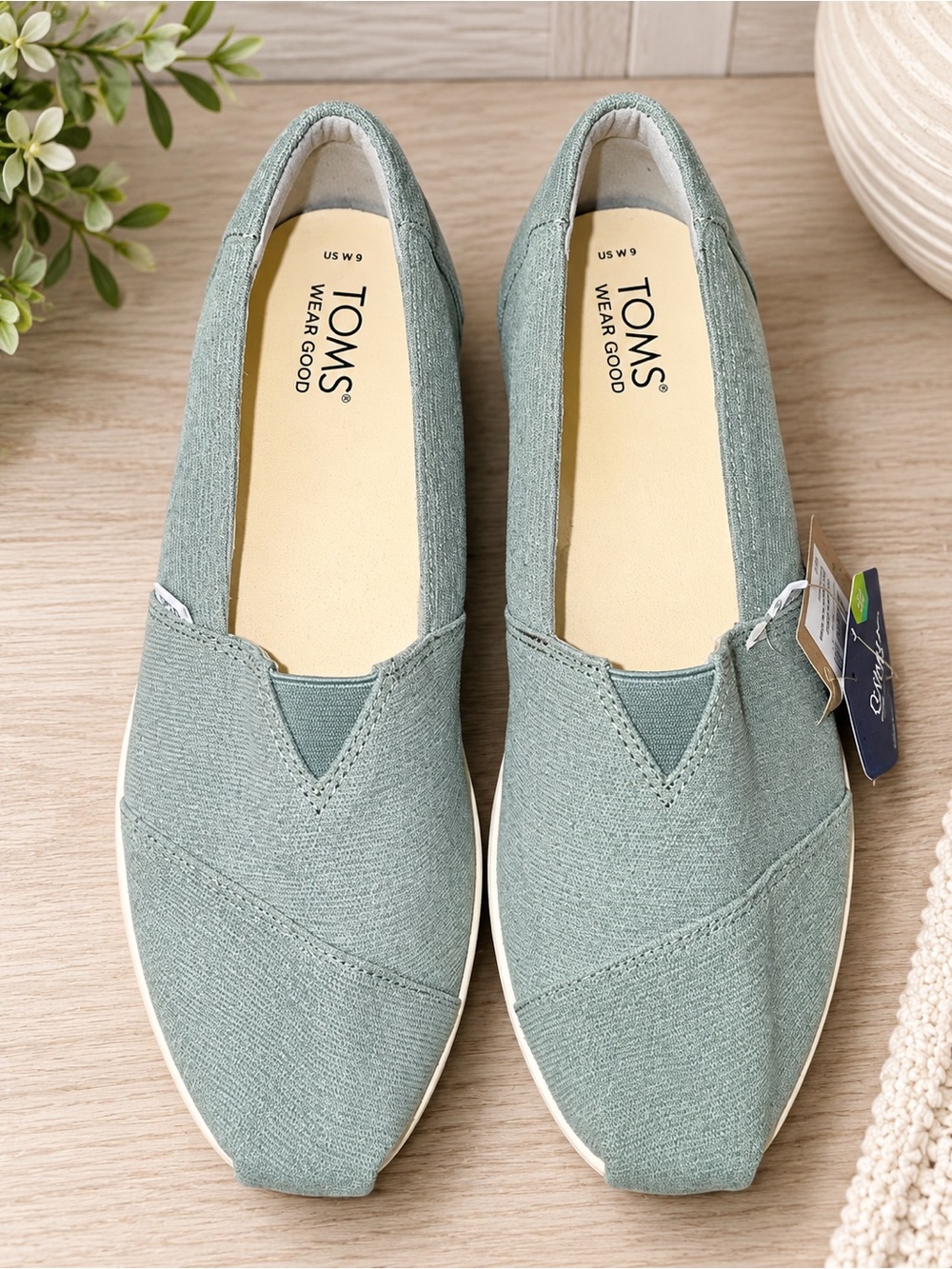 Toms Women's Slip-On Canvas Flats in Sage Green